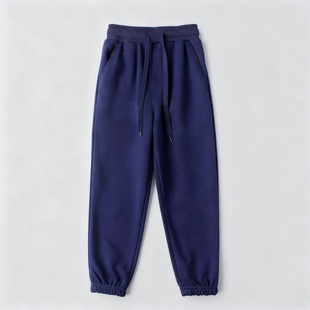 BXJX Boys Cotton Sweatpants Side Pockets Elastic Waist Sports Stretchy Jogger Pants for Kids Dark Blue Size 12-13 T