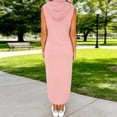 thumbnail image 6 of Miluxas Womens Hoodie Dress Solid Sleeveless Casual Loose Fit Dress Streetwalk Daily Outfits Pink, 6 of 7
