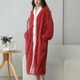 thumbnail image 6 of Kaemgyyd Fleece Robes for Women Winter Warm Button down Plush Bathrobe Thermal Housecoat Long Sleeve Cozy Sleepwear with Pockets, 6 of 7
