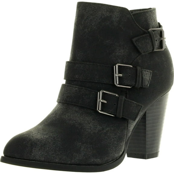 FOREVER CAMILA-64 Womens Fashion Chunky Heel Buckled Strap Ankle Booties