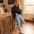 thumbnail image 6 of Womens Sweatshirt Mock Neck Henley Pullover Oversized Fall Outfits,S, 6 of 9