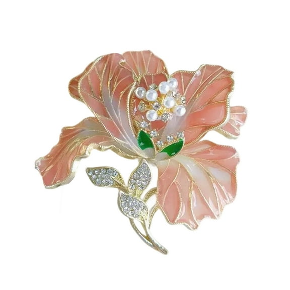 YongCo Floral Brooch Alloy Chest Flower High End Pin Accessory With Fade Resistant Enamel And Pearls Ornament