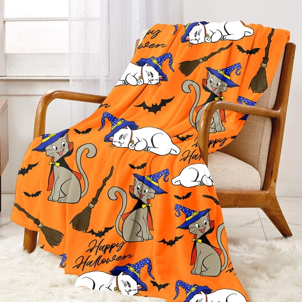 Mantas de mansión embrujada de murciélagos de Halloween, manta de franela suave y cálida morada, cama con fantasmas sonrientes para sofá cama, regalos de Halloween xuanjing unisex