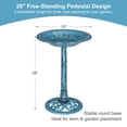 thumbnail image 3 of VECELO 28" Height Pedestal Birdbath Outdoor Garden Decor, Vintage Yard Art Bird Baths, Blue, 3 of 11