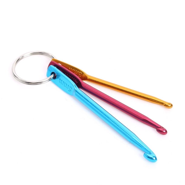 3 uds ganchos agujas Multicolor aluminio ganchillo llavero DIY para principiantes adultos