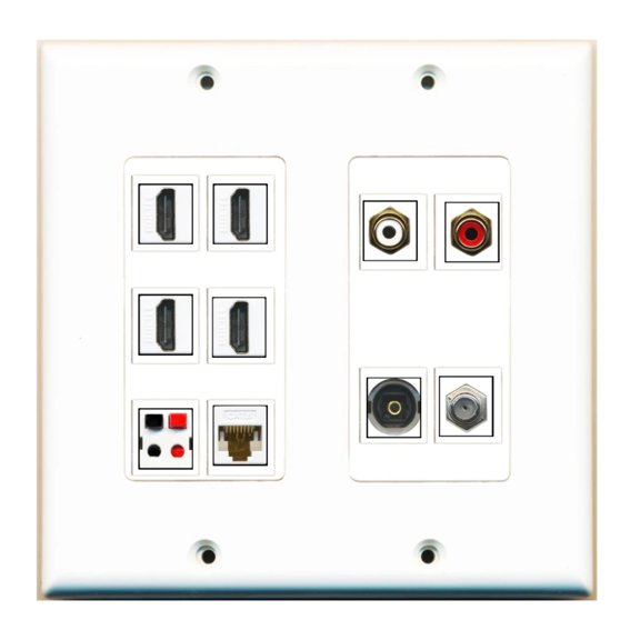 Ultra Spec Cables Custom Wall Plate White 2 Gang with up to 10 Keystone Ports