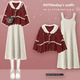 thumbnail image 1 of Winter Red Sweater Set For Women Tank Dress 2-piece Set Christmas Style Elegant, 1 of 5