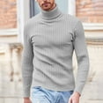 thumbnail image 2 of Knit Tops for Men Casual Sports Top Long Sleeved Turtleneck Sweater Solid Color Shirt Soft Warm Pullover Fitted Knitted Lightweight Ribbed Sweater Fashion Pullover Cozy Sweaters for Men, 2 of 8