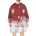 thumbnail image 2 of Wearable Oversized Blanket,Red Christmas Snowflake Pattern Wearable Blanket Hoodie for Adults,Cozy Hooded Blankets with Super Pockets,Super Warm Fuzzy Pullover for Women & Men, 2 of 6