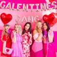 thumbnail image 4 of Balloons Woduntes, banda de galentinas de oro rosa con corazón rojo, 40 cm, 4 of 7