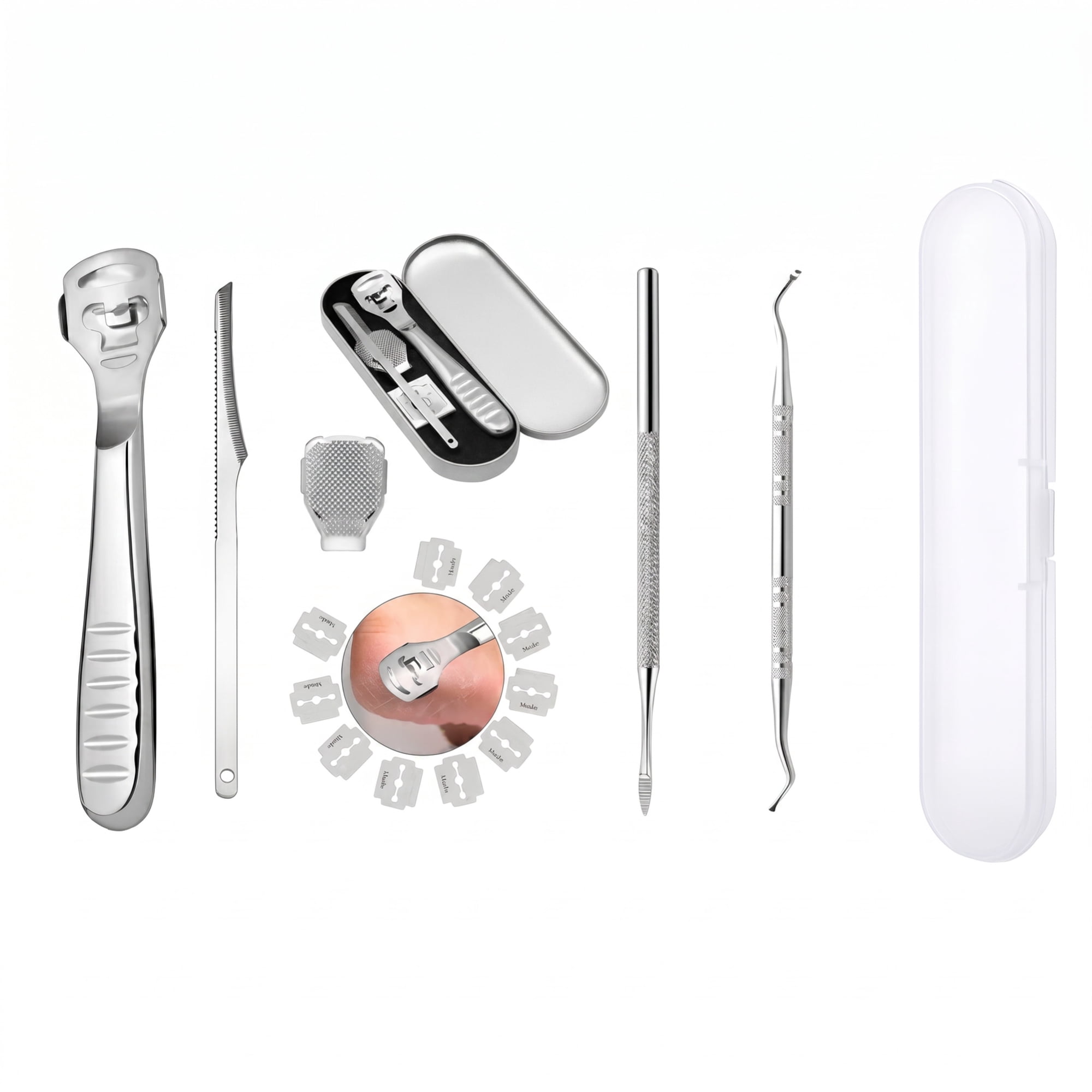 Foot Callus Remover Shaver Cutter with 10 Extra Sharp Refill Blades, Pedicure Foot File Kit, Heel Scraper for Women Men