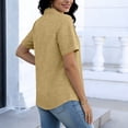 thumbnail image 5 of Women's Short Sleeve Linen T-Shirt Tops Blouses Crewneck Loose Fit Solid Color Casual Daily Wear Vacation Beach Outfits Fashion Essential Gift for Women | Sopatenor,Khaki XL, 5 of 8