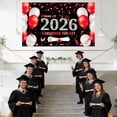 thumbnail image 5 of Class of 2026 Graduation Backdrop 6x3.6ft Black Gold Congrats Grad Banner for Photography Graduation Ceremony Party Decorations with Balloons Cake Table Banner Photo Booth Props, 5 of 6