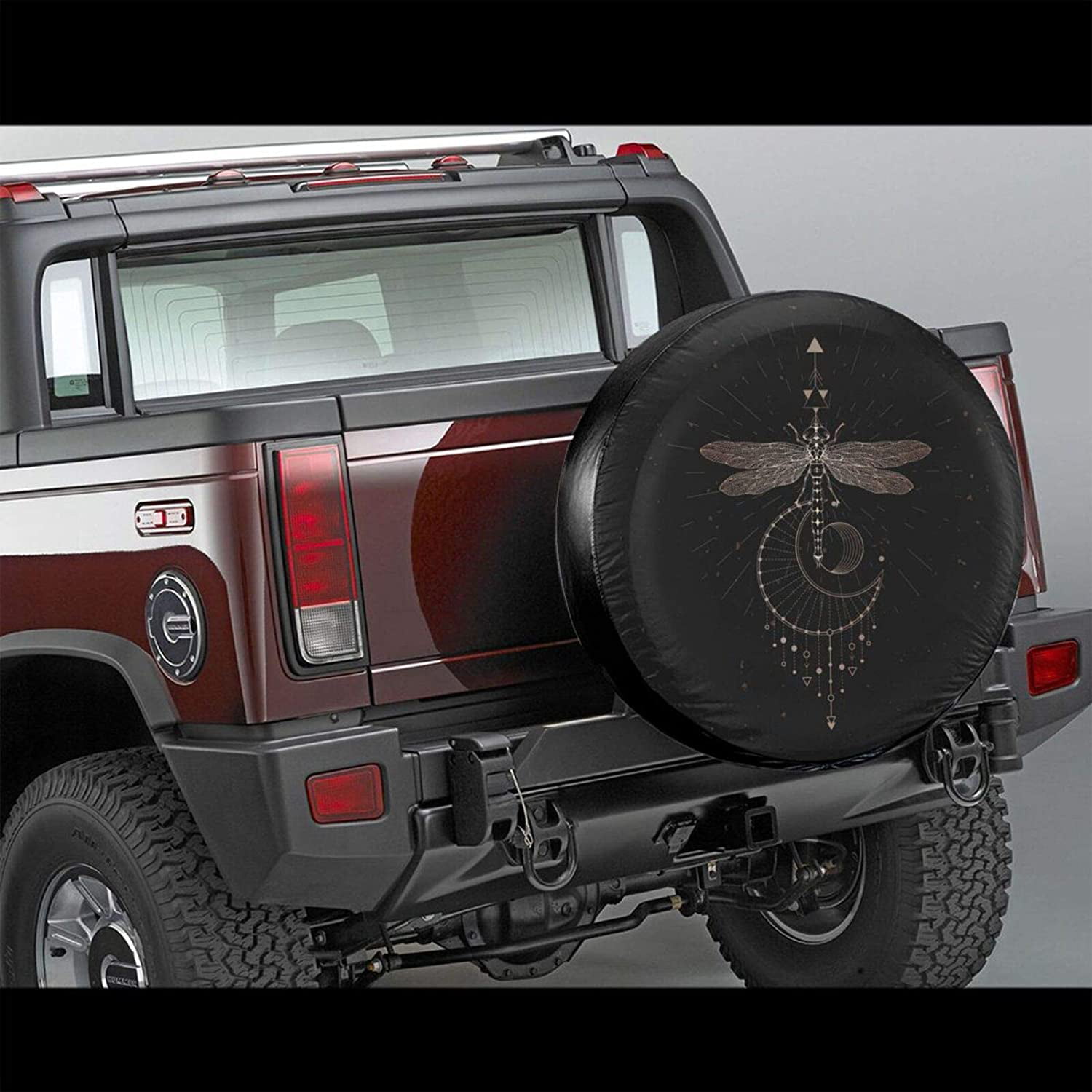 Dujiea Dragonfly Geometric Symbol Spare Tire Cover Universal Wheel Tire Cover Waterproof Dust-Proof Tire Protectors for Jeep Trailer Rv Van SUV Truck Camper and Many Vehicle 14 15 16 17 Inch 