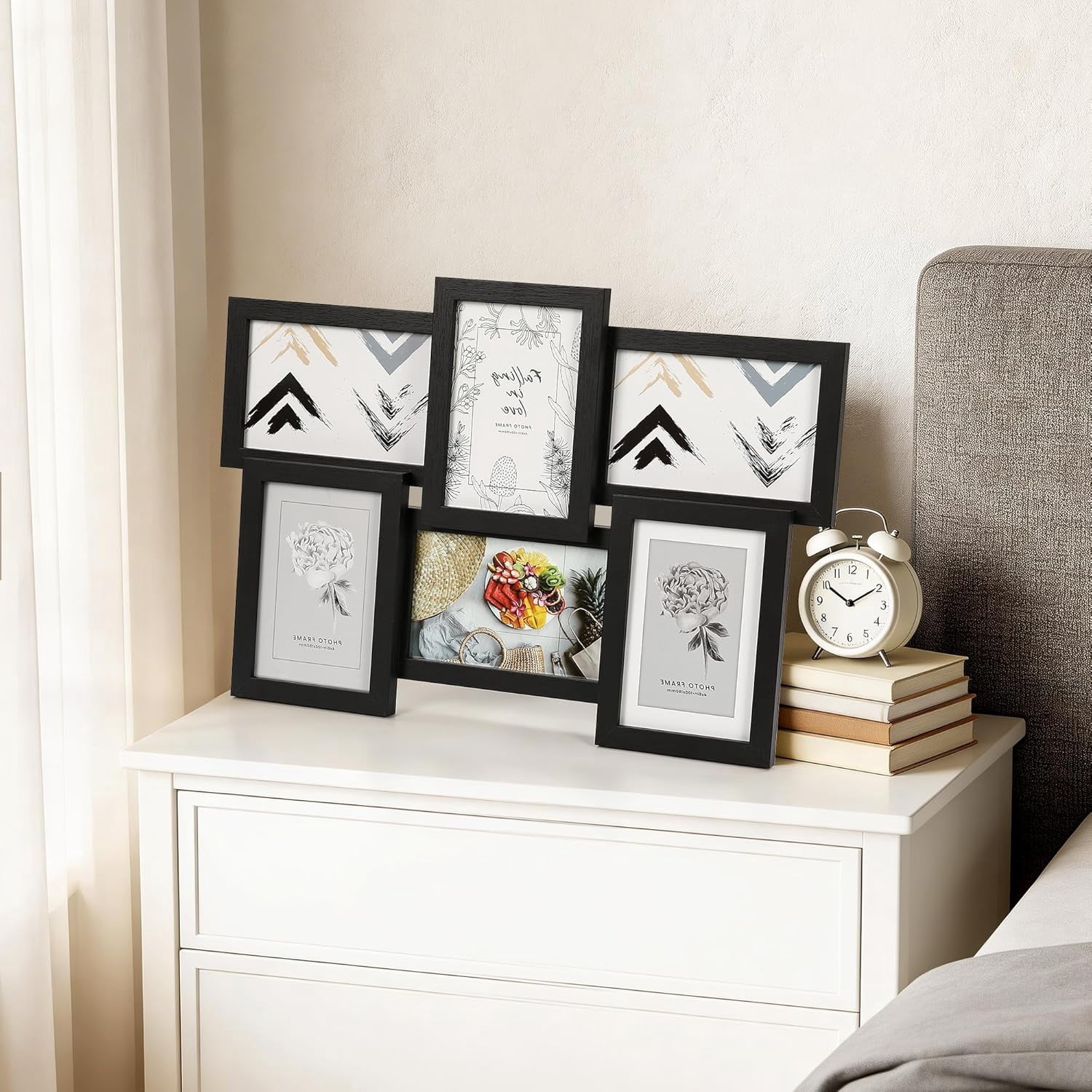 4x6 Collage Picture Frame, 6 Openings Black Photo Frame for Wall Decor or Tabletop, Durable MDF Wood Multi Picture Frame for Family Memories