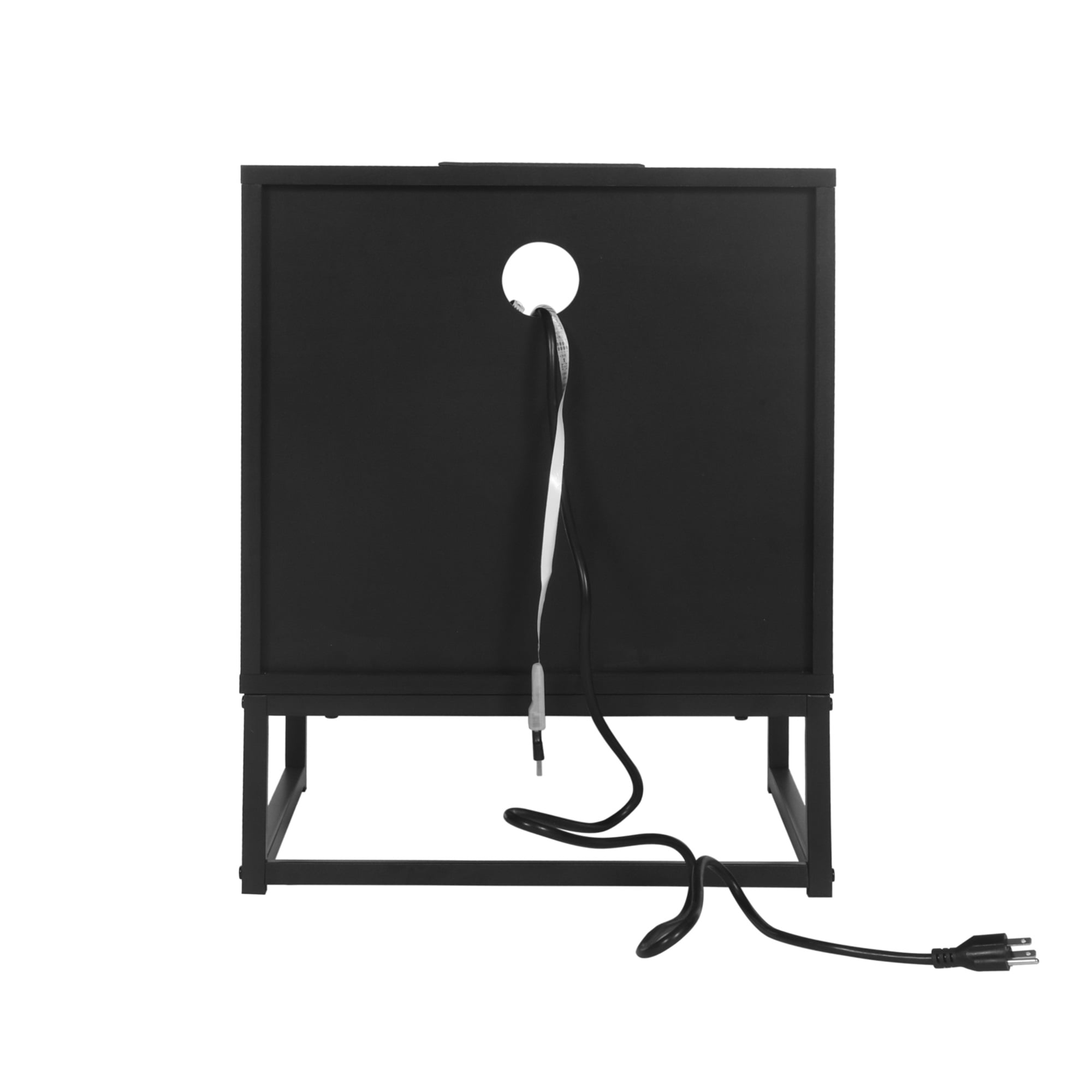 Resenkos Modern Nightstand with Charging Station and LED Lights Glass Drawer, Black Resenkos Modern Nightstand with Charging Station and LED Lights Glass Drawer, Black