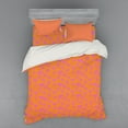 thumbnail image 1 of Floral Duvet Cover Set, Silhouette of Blooming Flower Shapes on a Tangerine Tone Background, Bedding Set with Shams and Fitted Sheet, 3 Sizes, by Ambesonne, 1 of 3