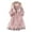 Pink, variant on 2 Pcs/Set Women Dress Suit Shirring Floral Embroidery See-through Lace Lantern Sleeves Pleated A-line Elastic Waist Midi Dress Slip Dress Suit
