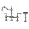 thumbnail image 2 of 23115A1RB-OS WOWOW Kitchen Faucet with Sprayer, Bridge Kitchen Faucet 2 Handle with Side Sprayer Brushed Nickl, 2 of 4