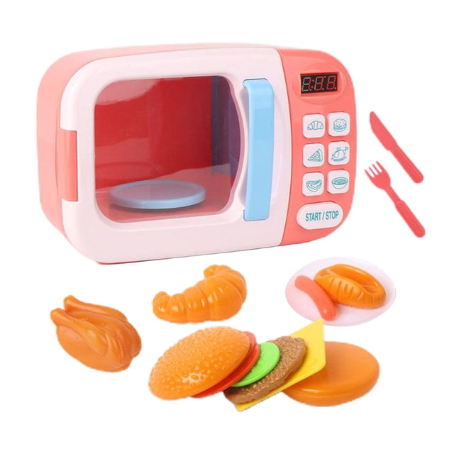 Nios Microondas Juguete Electrónico Juego De Imaginación Educativo Rosa 13pcs Sunnimix jugar microondas para niños