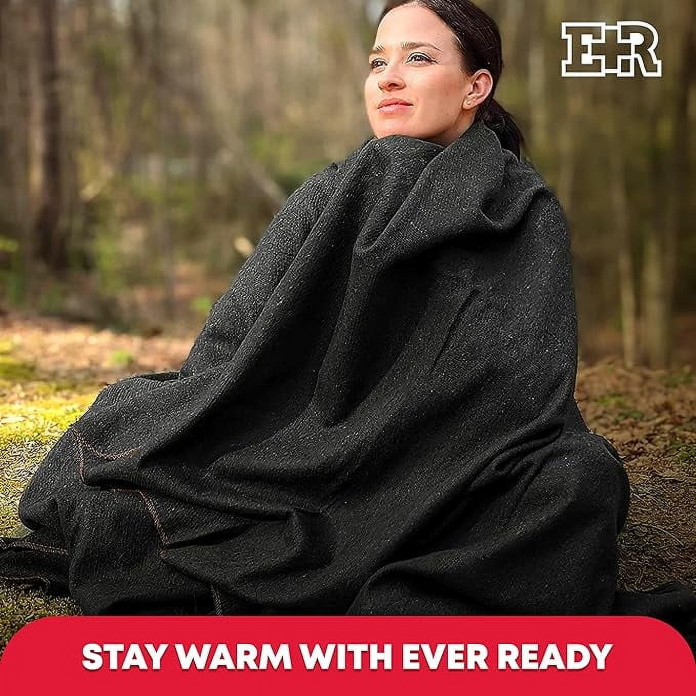 Ever Ready First Aid Military Wool Blanket - Perfect for Outdoors, Camping & Bushcraft Emergency Blanket, 80% Wool - 96" x 66", 5 lbs. - Grey - Twin Size