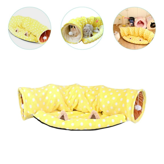 LULULION Durable Yellow Bunny Tunnel Bed for Rabbits Cats and Small Pets