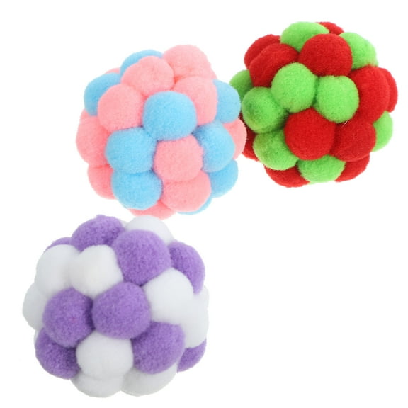 LOLIPPYY Interactive Cat Toy Balls 3Pcs Fuzzy Design Pet Supply for Indoor .6In
