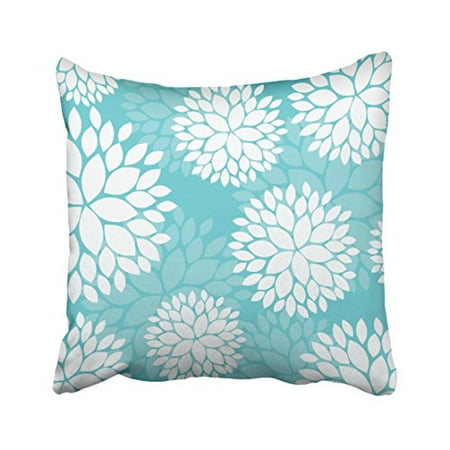 Teal Floral Pattern WinHome Decorative Trendy White Floral Pattern on Teal Pillow Home Decorative Pillow Case Covers Size 18x18 inches Two Side ()