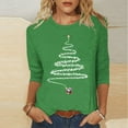 thumbnail image 2 of JURANMO Weekly Sale Christmas 3/4 Sleeve Shirts for Women Funny Xmas Trees Graphic Tees Trendy Tops Fall Casual Crewneck Workout Tunic Blouse Green XL, 2 of 5