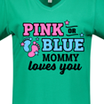 thumbnail image 3 of Inktastic Pink or Blue Mommy Loves You Women's V-Neck T-Shirt, 3 of 4