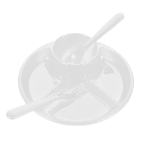 ULTNICE  Compartment Plate White Plastic Durable for Family Breakfast