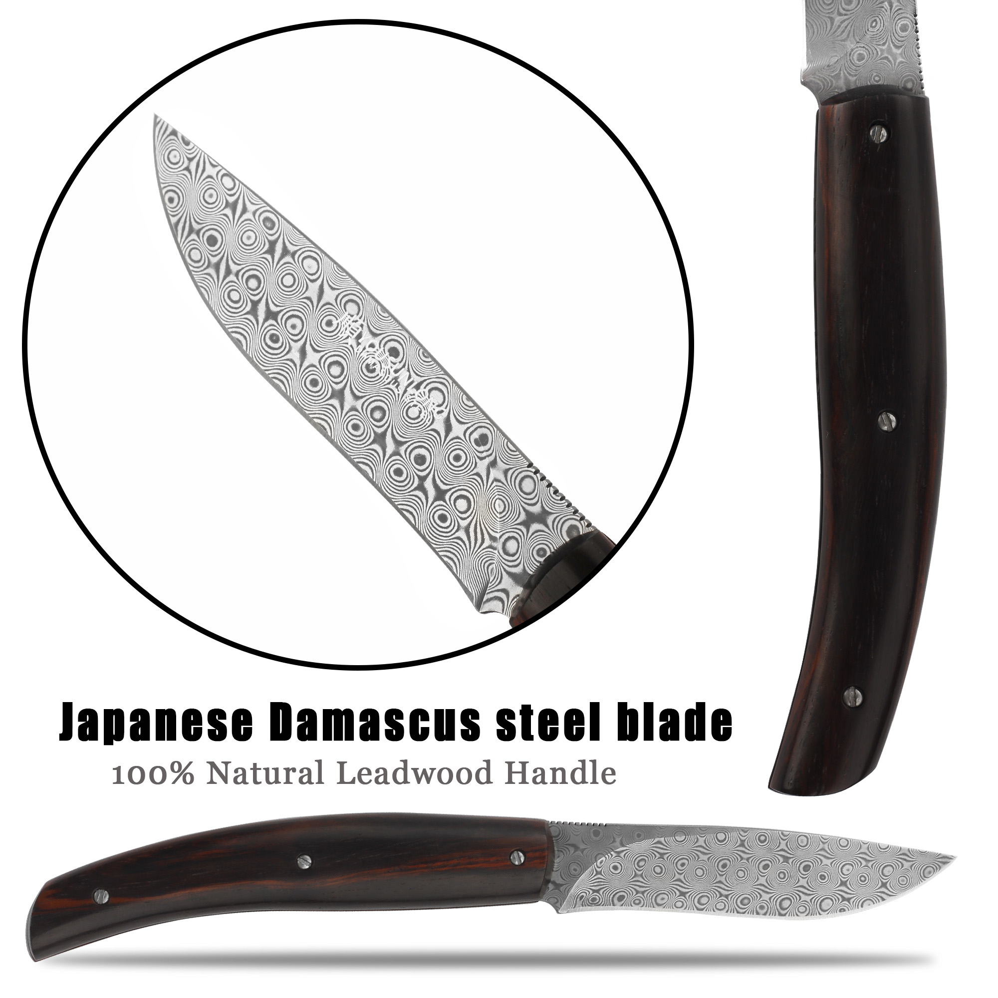 YOUSUNLONG Pocket Knife - Folding Knife Overall 186mm Damascus Steel Natural Rosewood Handle