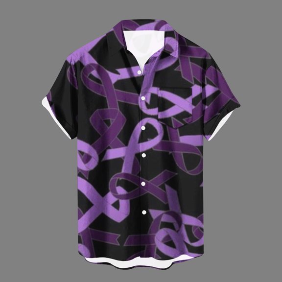 Njoeus Men's Athletic Shirts & Tees Sports Shirts for Men Breast Cancers Awareness Support Ribbon T-Shirt for Men Short Sleeve Button Up Blouse Tops Breast Cancers Shirts with Pocket Summer Tops for M