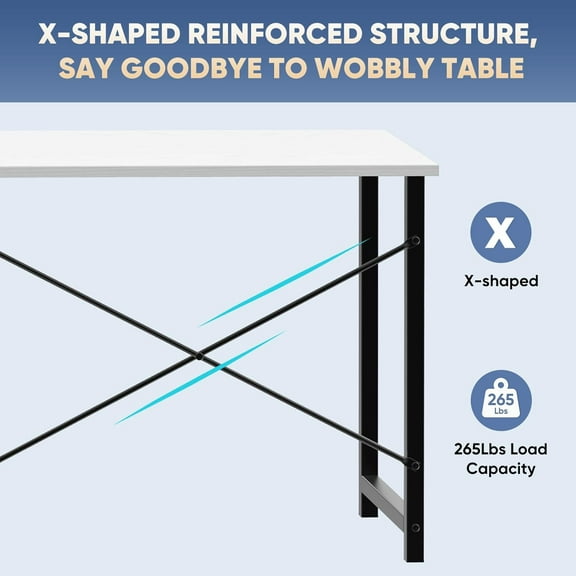32 Inch Office Small Computer Desk Modern Simple Style Writing Study Work Table for Home Bedroom - Wood White