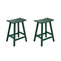 Florence Outdoor 24" HDPE Plastic Saddle Seat Barstool Dark Green (Set of 2)