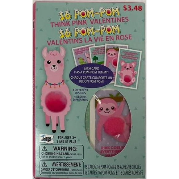 Mello Smello 16CT Pom-Pom Think Pink Valentine Kiddie Cards