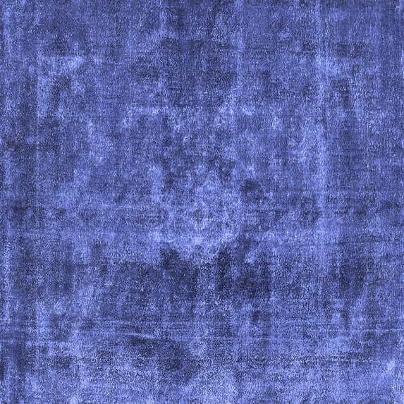 Ahgly Company Machine Washable Indoor Square Oriental Blue Industrial Area Rugs, 4' Square