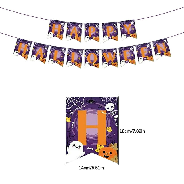 Bandera de la Bandera de las Decoraciones de la Fiesta de Halloween para el Lugar Y el Dormitorio,Material de Poliéster para la Pared de la Puerta Fácil Instalación Bandera de Tirar Festiva,Decoracion