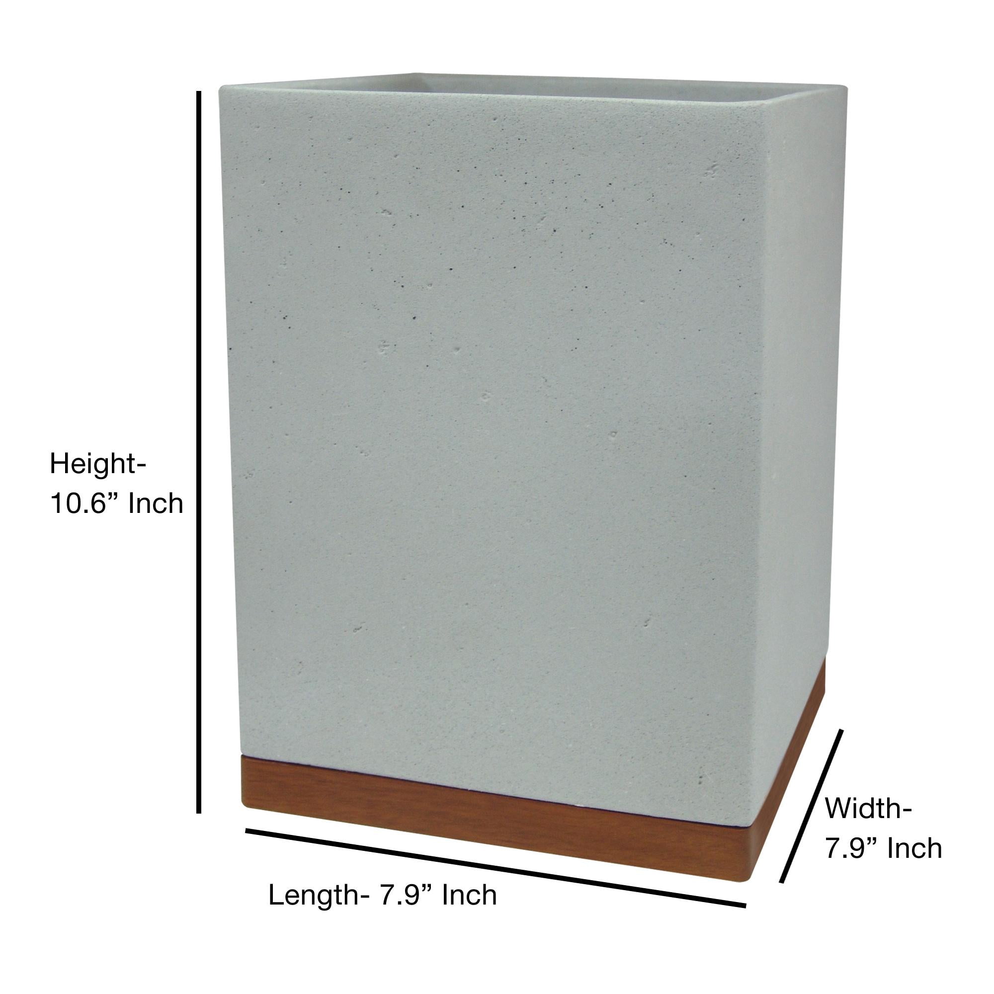 nu steel Concrete, Made of Cement Small Trash Can Wastebasket, Garbage Container Bin for Bathrooms, Powder Rooms, Kitchens, Home Offices, Grey Stone/Brown (CON8H)