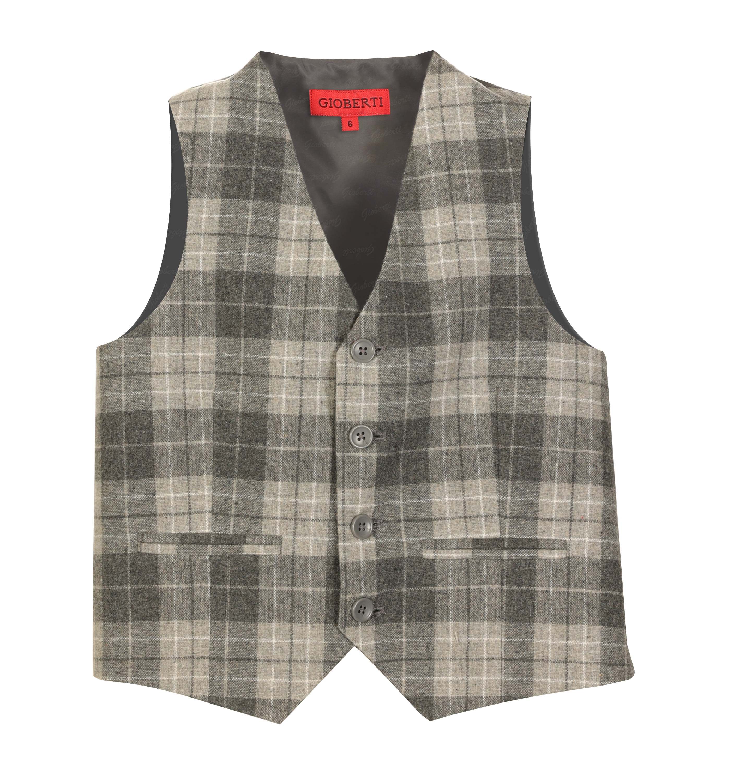 Gioberti Kids and Boys Tweed Plaid Formal Suit Vest - Walmart.com