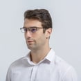 thumbnail image 4 of 3 Pairs of Men Anti-Blue Light Presbyopic Glasses Metal Reading Glasses, Women Business Classic Rimmed Rectangle Stainless Steel Readers +1,50, 4 of 5