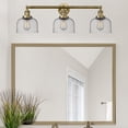 thumbnail image 2 of 205-BB-G74 Innovations Lighting Bell - 3 Light Bath Vanity In Industrial Style-11 Inches Tall and 32 Inches Wide-Brushed Brass Finish-Seedy Glass, 2 of 4
