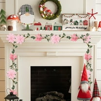 Mecorevxz Christmas Decorations 1.8 m Christmas Flower Rattan Garland with White Edge Christmas Handmade Rattan Wreath Suitable for Xmas Decor,180cm(Pink)