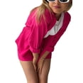 thumbnail image 5 of Yunliwuli Women Summer Clothes Set Solid Color Pleated Long Sleeve Shirt and Casual Drawstring High Waist Shorts Clubwear, 5 of 10