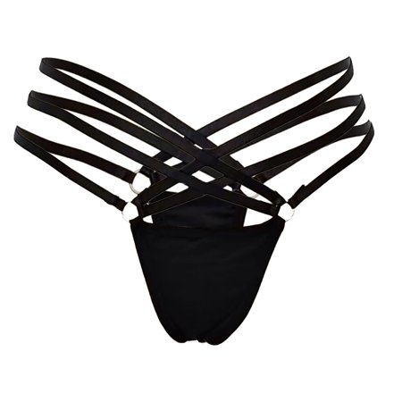 

Odeerbi Clearance Women Solid Underwear Hollow Out Lingerie Panties Ladies Underwear Underpants T-String Black