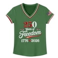 thumbnail image 4 of Short Sleeve Tops for Women Casual 250Th Anniversary Print V Neck 250Th Anniversary Tshirt Patriotic Tee Summer Womens Tshirts Blackish Green XXL, 4 of 4