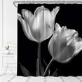 thumbnail image 2 of Black Floral Shower Curtain Elegant Tulip Black White Flower Modern Unique Art Print Design Fabric Bathroom Decor Set with Hooks,70 W X 70 H, 2 of 3
