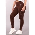 thumbnail image 6 of High Waist Contrast Seam Fleece Lined Leggings With Side Pockets - Chocolate Brown, 6 of 9