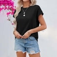 thumbnail image 4 of XUELUO Boho Tops For Women Summer Solid Color Round Neck Short Sleeve Loose Fit Casual Elegant Shirts For Women T-shirts Daily-WearXXL, 4 of 7