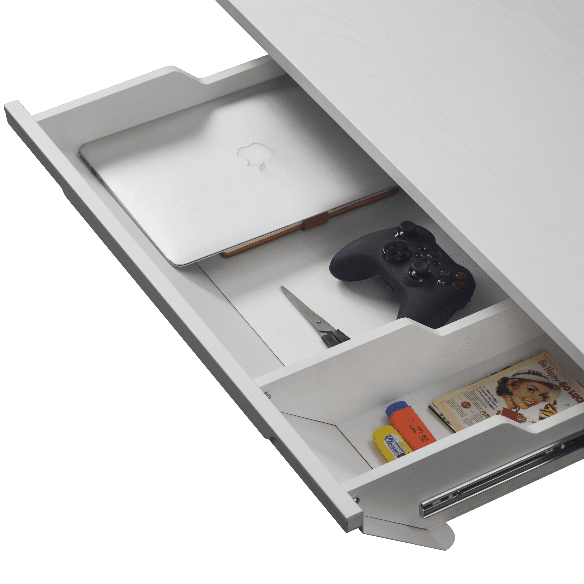 KOWO 55" K304 Electric Height Adjustable Standing Desk with Hutch and Drawer, White